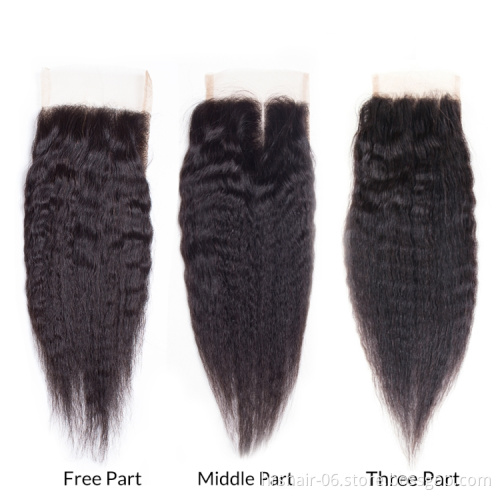 Peruvian Virgin Hair Weave 10-24inch 3bundles with a closure lot Natural Color Kinky Straight Unprocessed Human Hair Extension